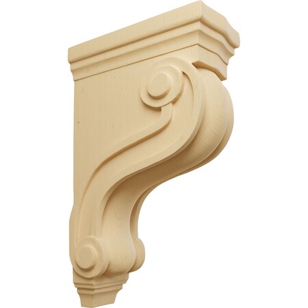 Ekena Millwork 3 7/8"W x 8"D x 13"H Boston Traditional Scroll Corbel, Alder COR03X08X13TSAL